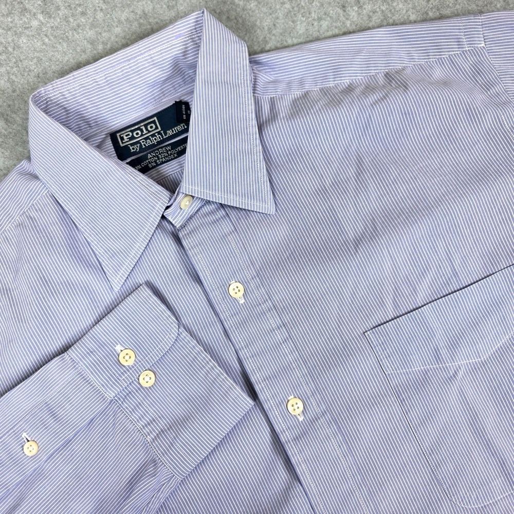 Polo Ralph Lauren Andrew Button Dress Shirt Men's Size 16 32/33 Striped Purple